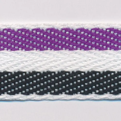 Cotton Stripe Herringbone Ribbon #41 Royal Purple & Off White & Black