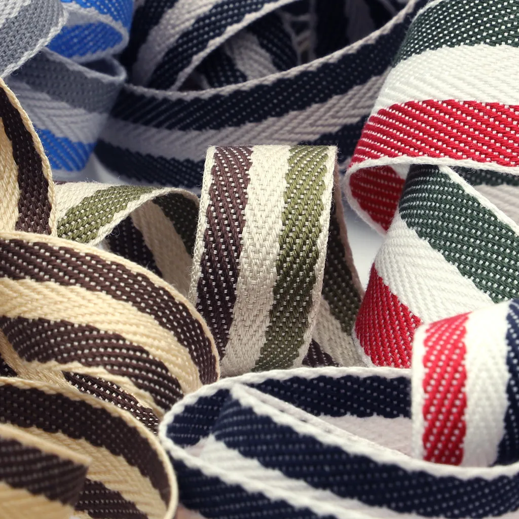 Cotton Stripe Herringbone Ribbon #41 Royal Purple & Off White & Black
