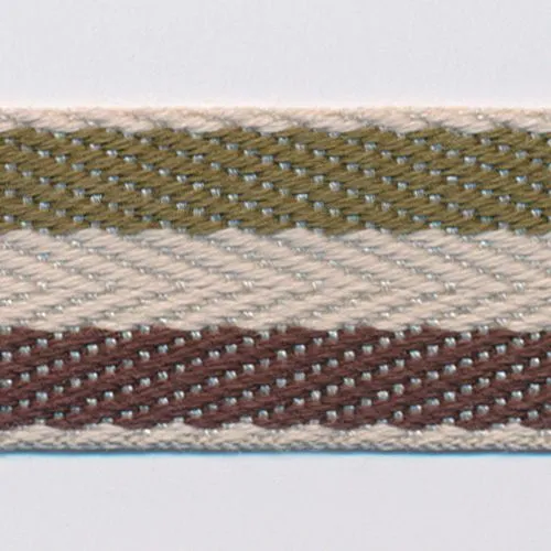 Cotton Stripe Herringbone Ribbon #43 Mustard & Cream Khaki & Dark Brown