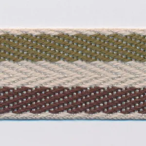Cotton Stripe Herringbone Ribbon #43 Mustard & Cream Khaki & Dark Brown