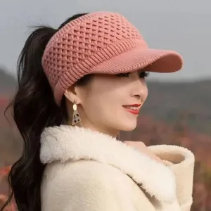 Cozy Fashion Winter Thermal Ladies Knit Cap Solid Color Ladies Hat Casual Winter hat for Outdoor