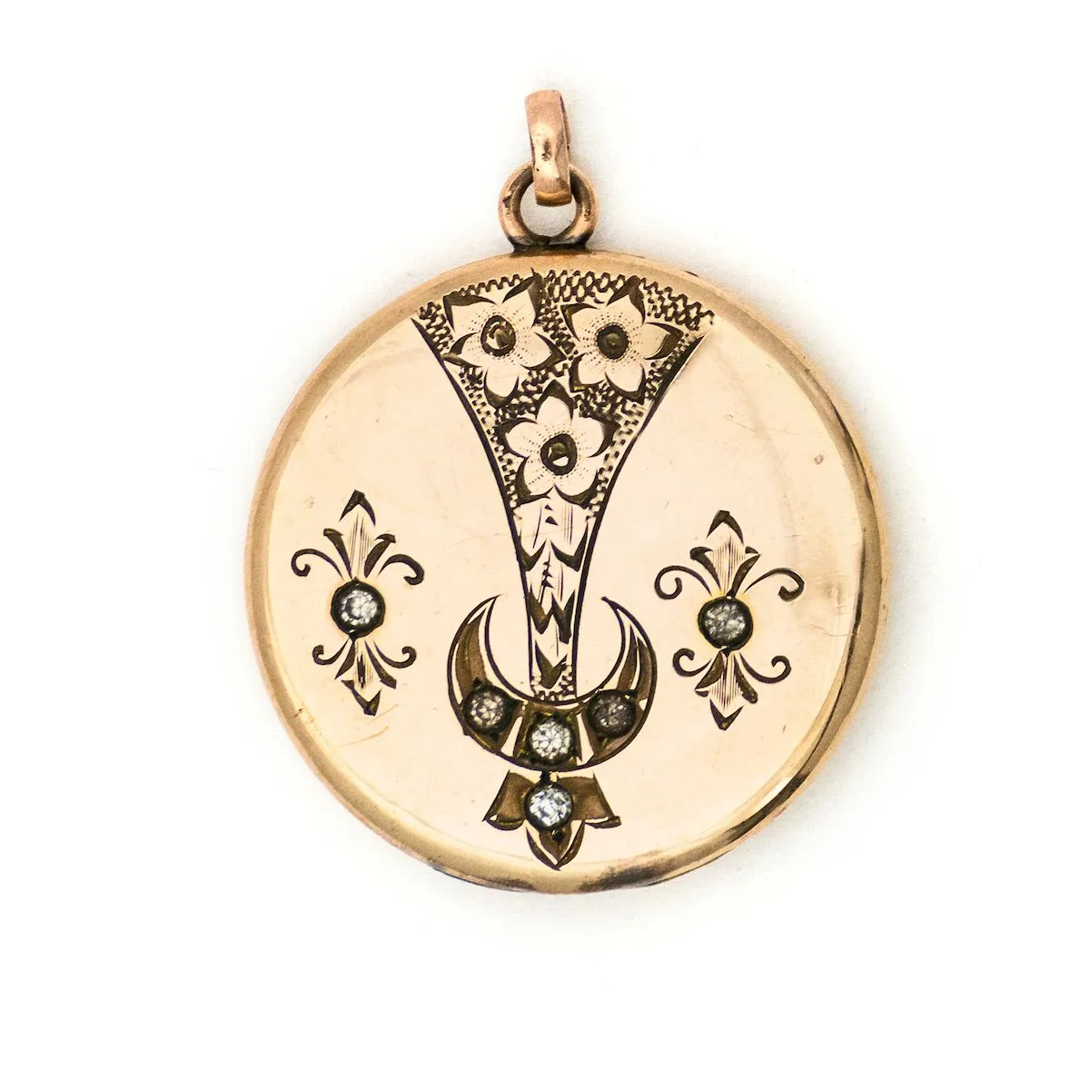 Crescent Horn & Flowers Locket