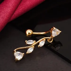 Crystal Leaf Vine Belly Button Ring