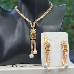 Cubic Zircona With Pearls Necklace Set