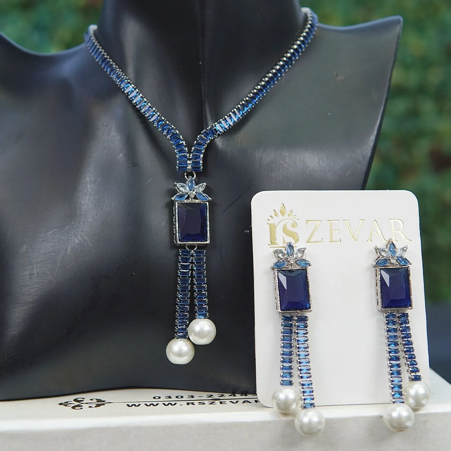 Cubic Zircona With Pearls Necklace Set
