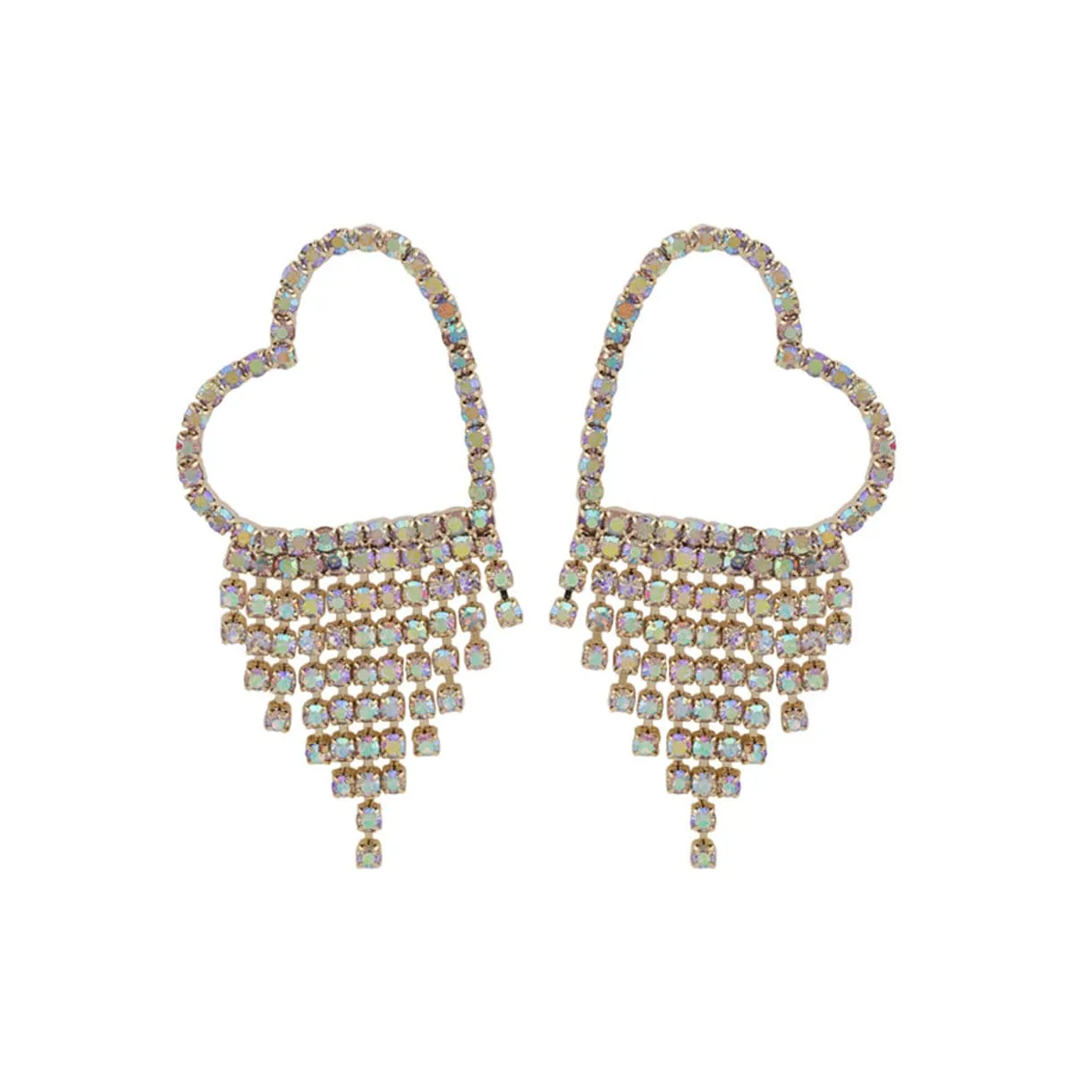 Cubic Zirconia & 18K Gold-Plated Heart Tassel Drop Earrings