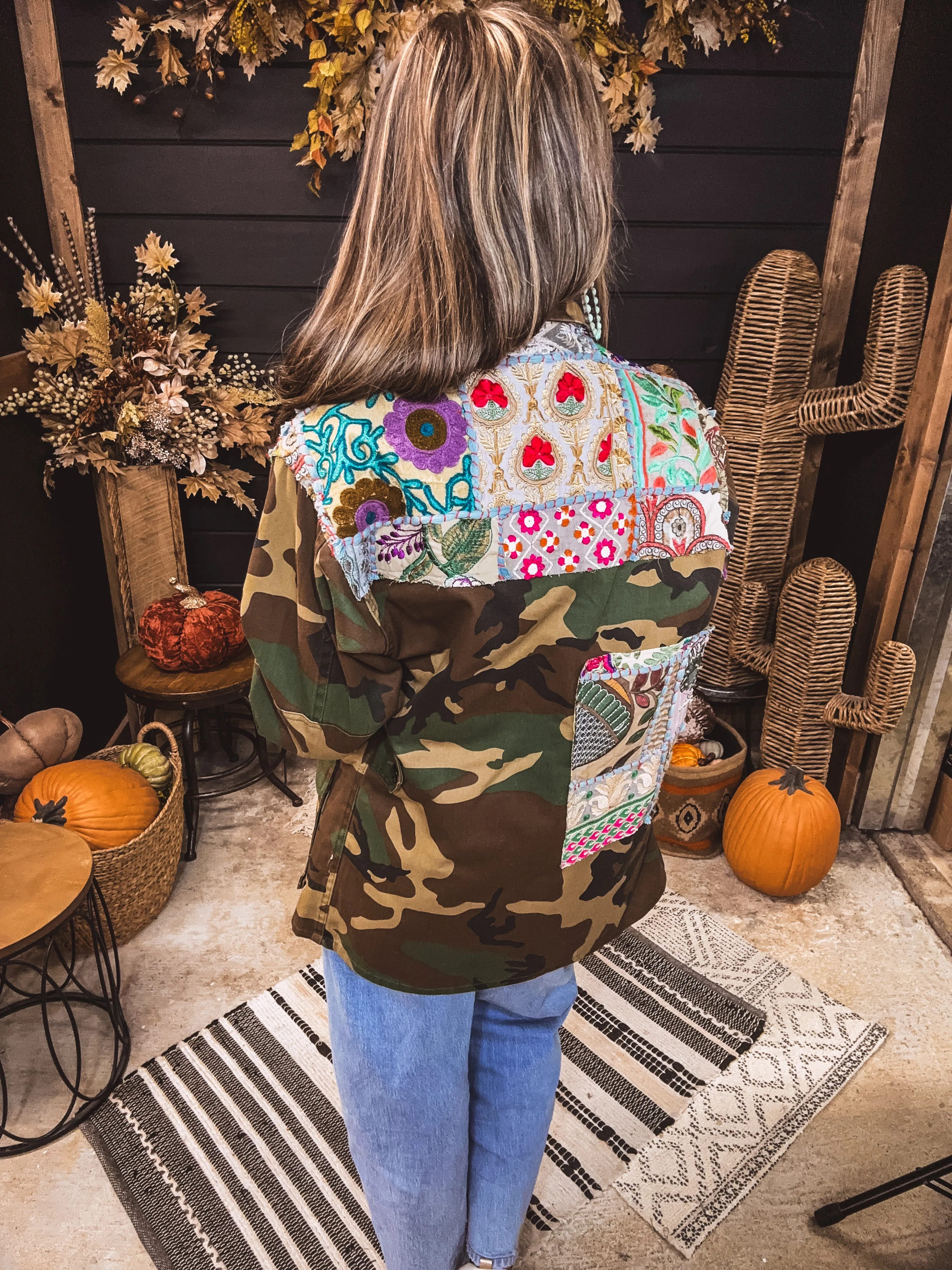 Custom Patchwork Olive Military Jacket