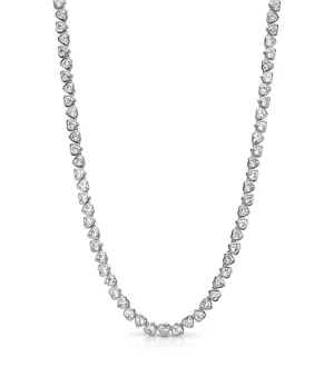 CZ HEART TENNIS NECKLACE, SILVER BR