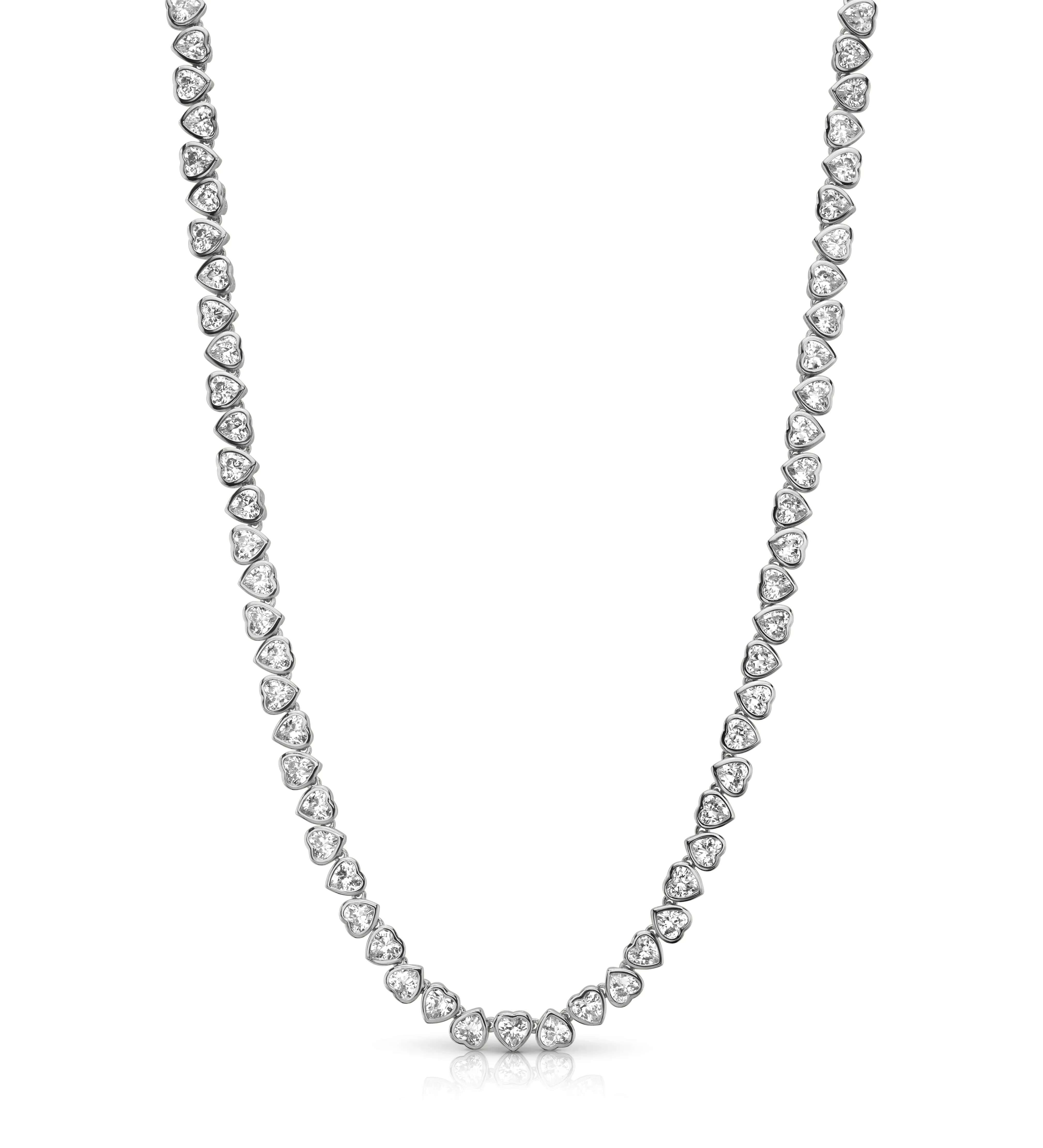 CZ HEART TENNIS NECKLACE, SILVER BR