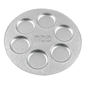 (D) Handcrafted Crystal Silver Passover Seder Plate 13"D with Metallic Accent