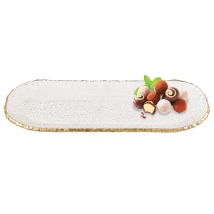 (D) Handcrafted 'Goldedge' Oval Serving Platter 18" with Gold Rim, Handmade