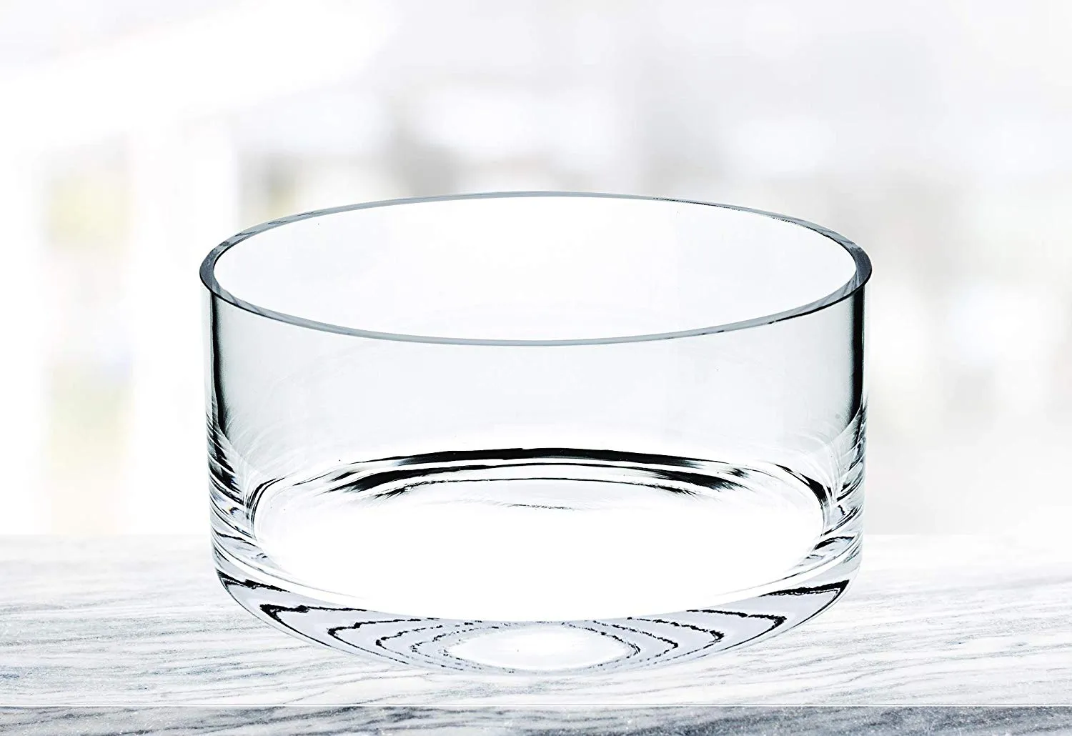 (D) Handcrafted 'Manhattan' Lead Free Crystal Cylinder Serving Bowl 10"D
