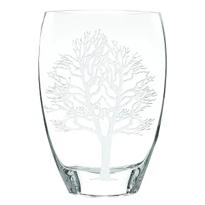 (D) Handcrafted Silver Tree of Life Decorative Crystal Flower Vase 12" (Silver)