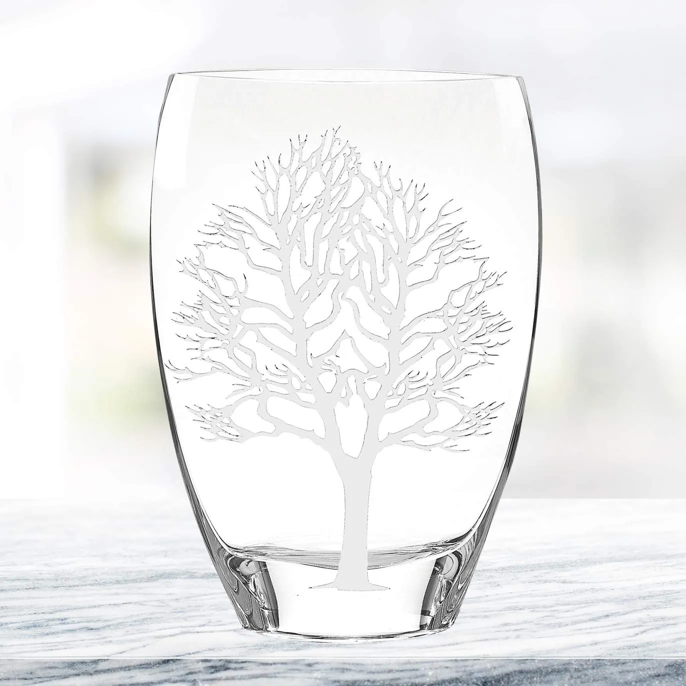 (D) Handcrafted Silver Tree of Life Decorative Crystal Flower Vase 12" (Silver)