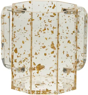 (D) Judaica Wash Cup Lucite Flakes Hexagon Negel Vasser Cup (Gold)