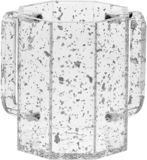 (D) Judaica Wash Cup Lucite Flakes Hexagon Negel Vasser Cup (Silver)