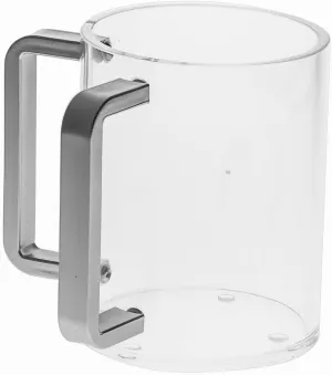 (D) Judaica Wash Cup Lucite Matt Handles Clear Negel Vasser Cup 4 7/8 H (Silver)