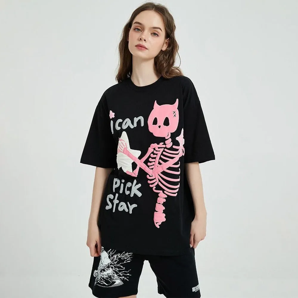 Dark Skull Star Print T-Shirt