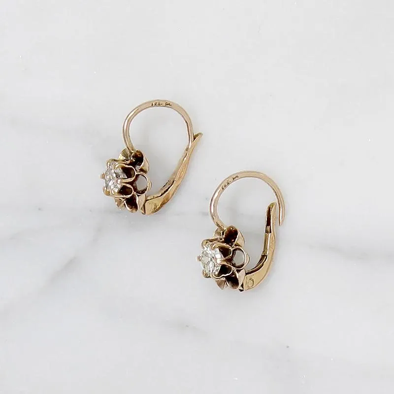 Darling Edwardian Old Mine Diamond Earbobs