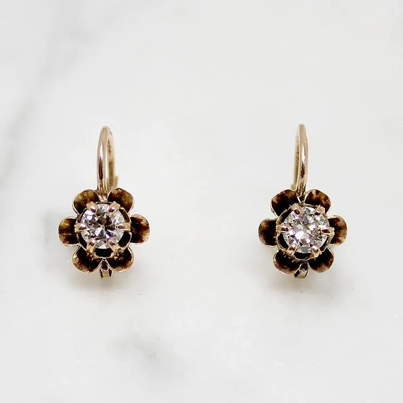 Darling Edwardian Old Mine Diamond Earbobs