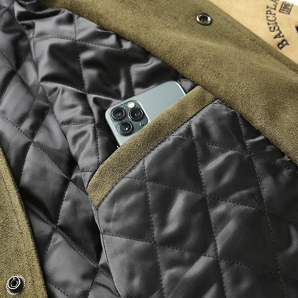 “Deerskin Velvet Baseball Jacket” Jacket