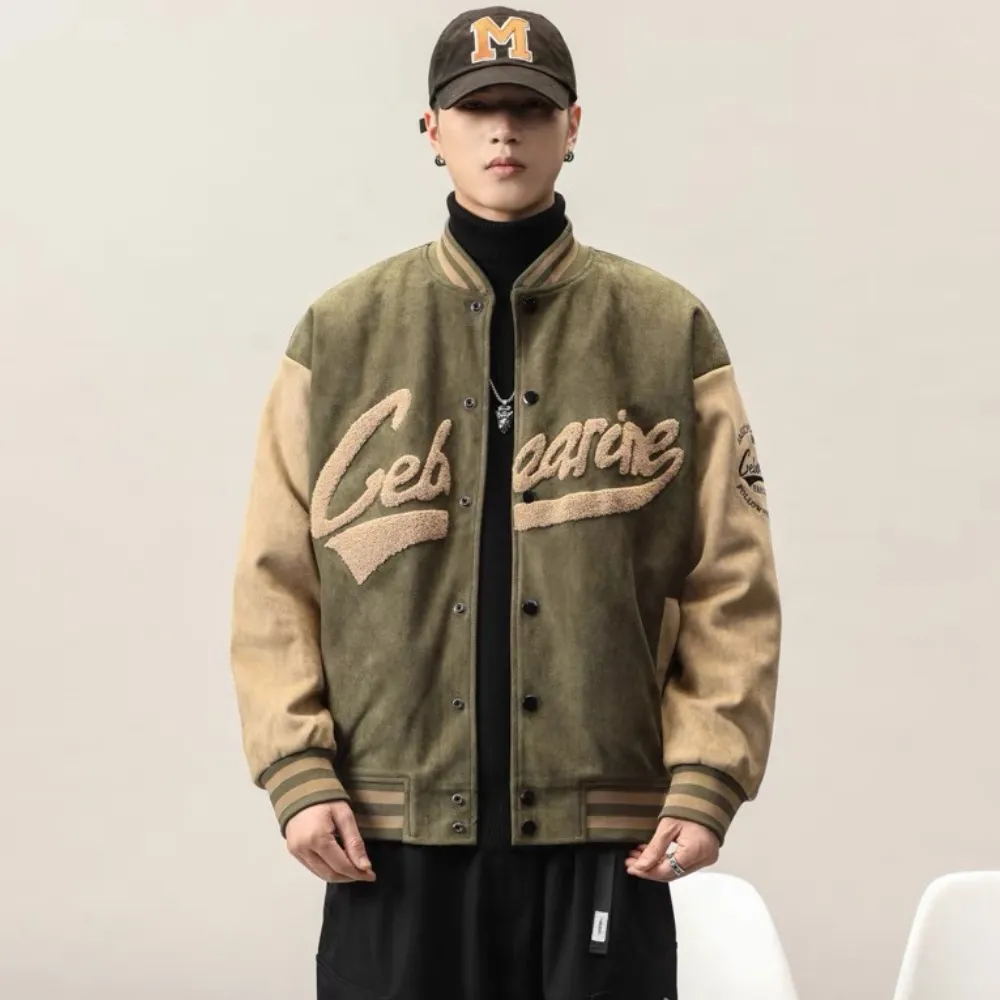 “Deerskin Velvet Baseball Jacket” Jacket