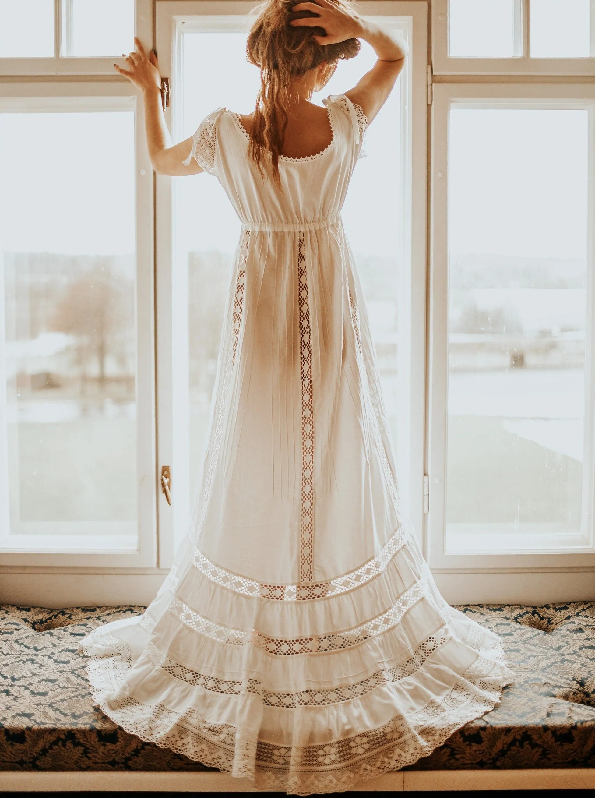 Delicate Beauty - Victorian Inspired Night Gown in White Cotton