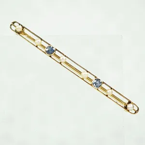 Delicate Montana Sapphire and River Pearl Edwardian Brooch