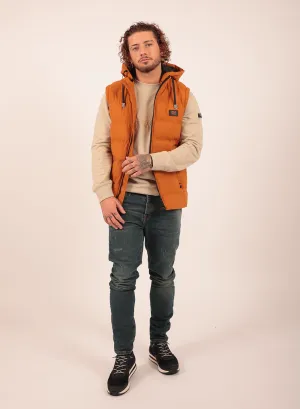 Detachable Hood Gilet in Orange