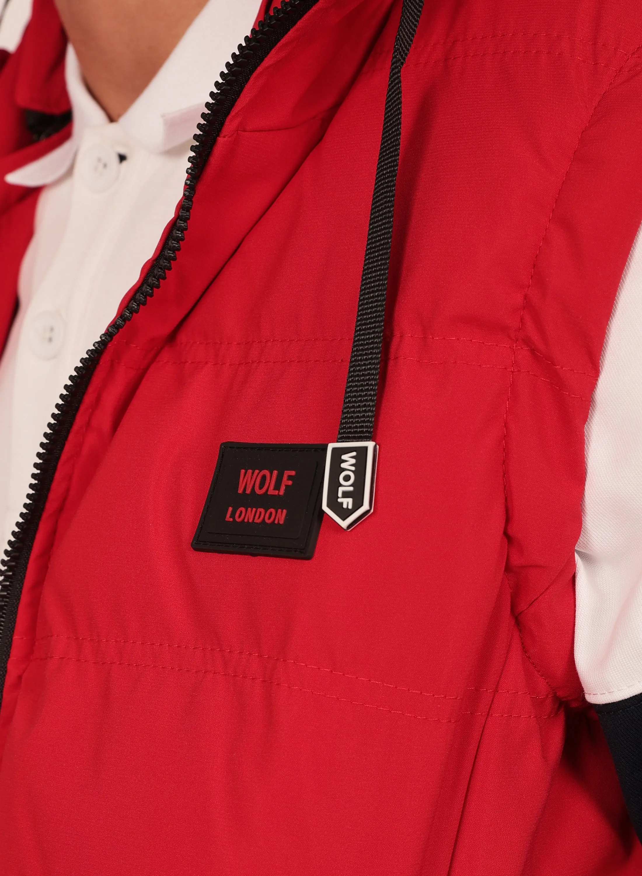Detachable Hood Gilet in Red