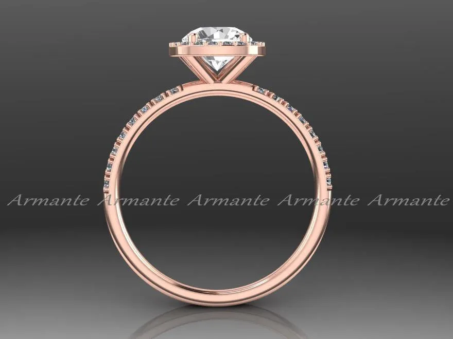 Diamond Alternative White Sapphire Halo Engagement Ring