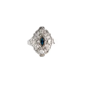 Diamond and Sapphire Filigree Ring