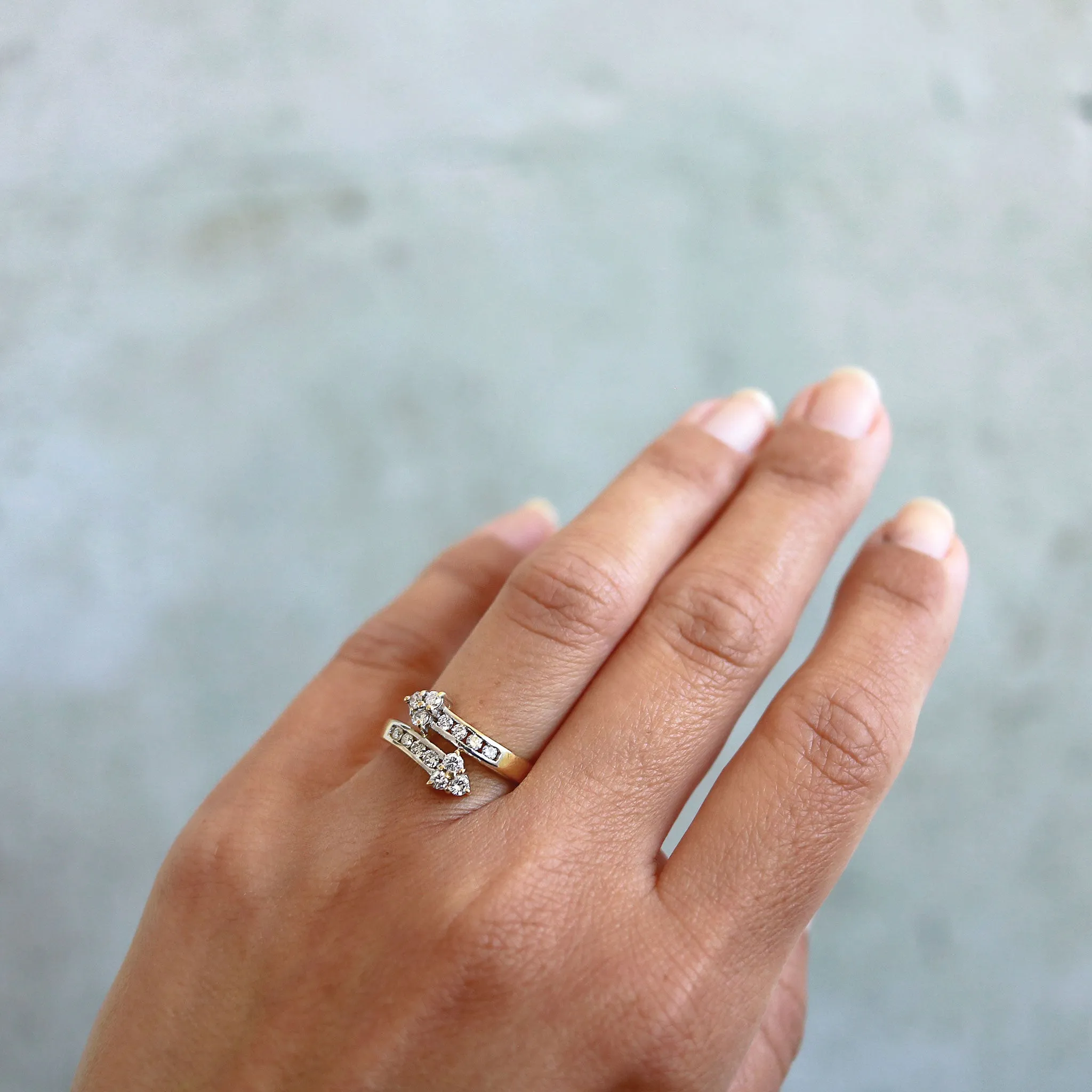 Diamond Arrow Two-Tone Bypass Ring