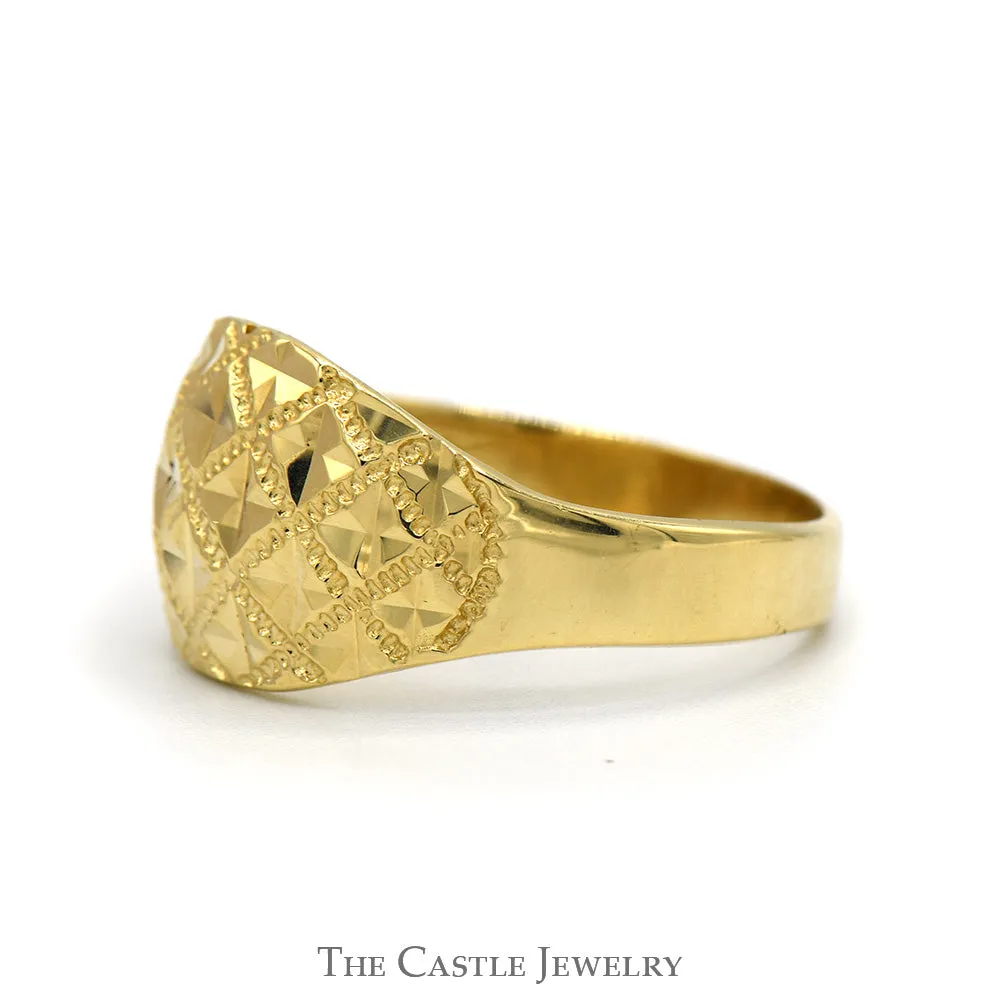 Diamond Cut Dome Ring in 14k Yellow Gold