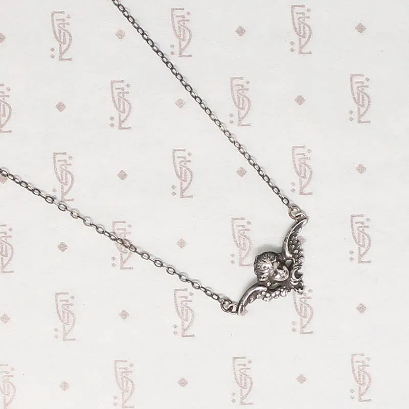 Divine Edwardian Silver Angel Necklace