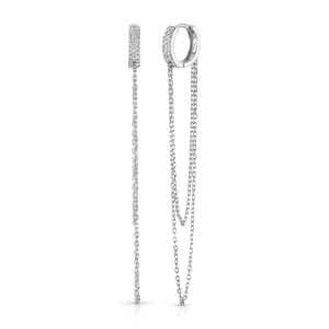 DOUBLE CZ CHAIN HUGGIE, SILVER