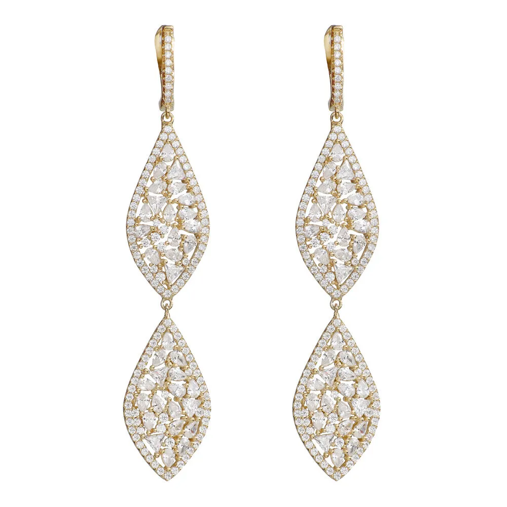 DOUBLE MARQUISE EARRING, GOLD