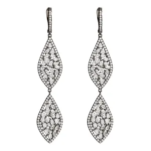 DOUBLE MARQUISE EARRING, OXIDIZED STERLING