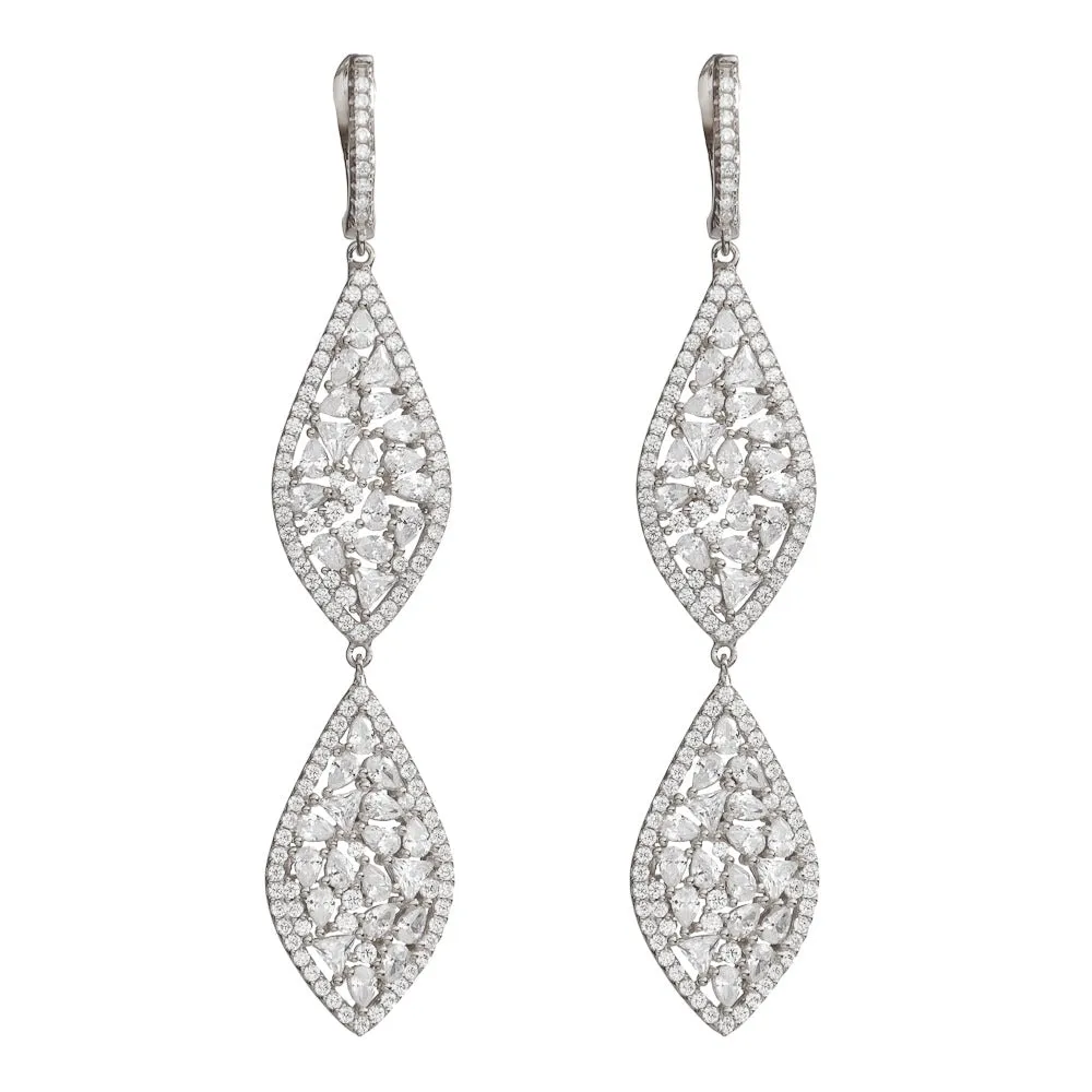 DOUBLE MARQUISE EARRING, SILVER
