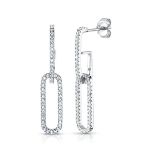 DOUBLE PAPERCLIP CZ EARRINGS, SILVER