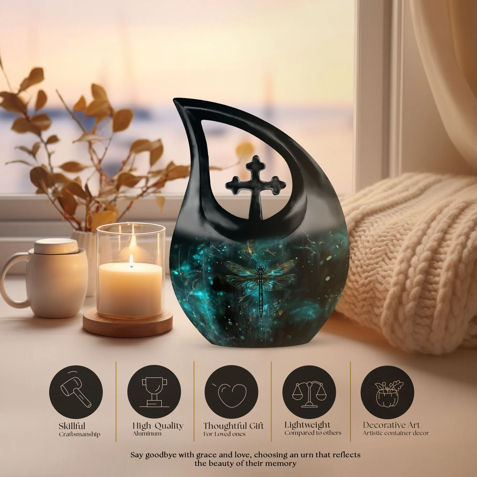 Dragonfly Theme Urn - Sophisticated Memorial Magnificence