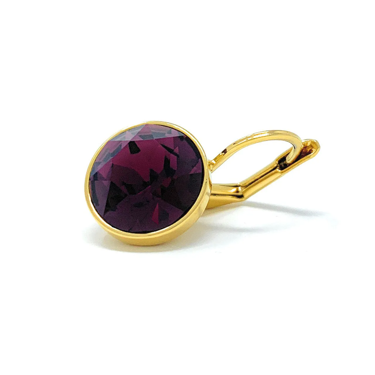 Drop Earrings with Purple Amethyst Crystals Gold Plated