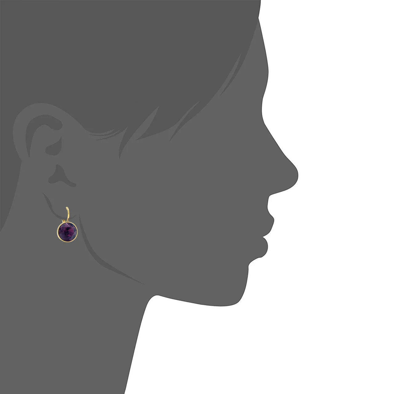 Drop Earrings with Purple Amethyst Crystals Gold Plated