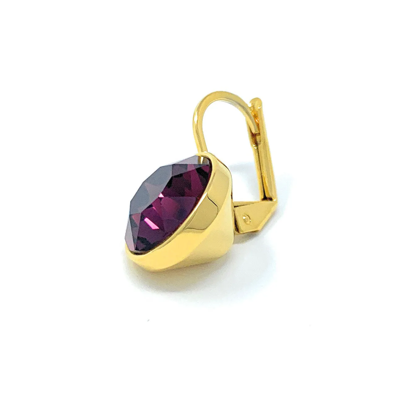 Drop Earrings with Purple Amethyst Crystals Gold Plated