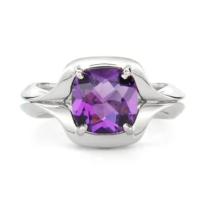 Duet Amethyst and White Gold Ring