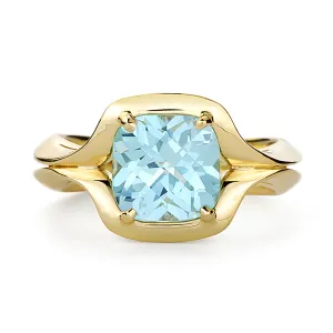 Duet Blue Topaz and Yellow Gold Ring