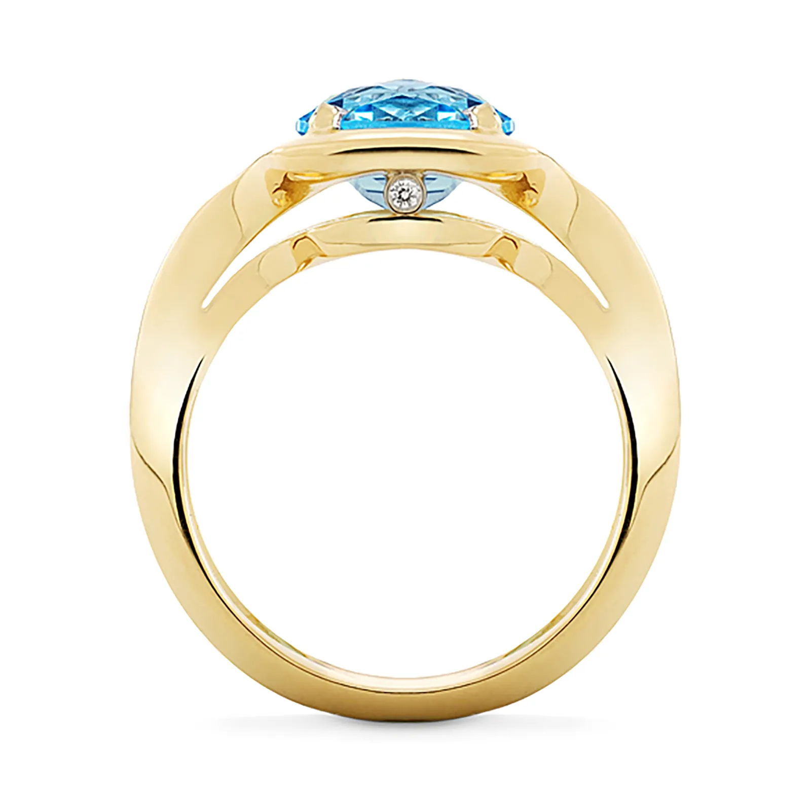 Duet Blue Topaz and Yellow Gold Ring