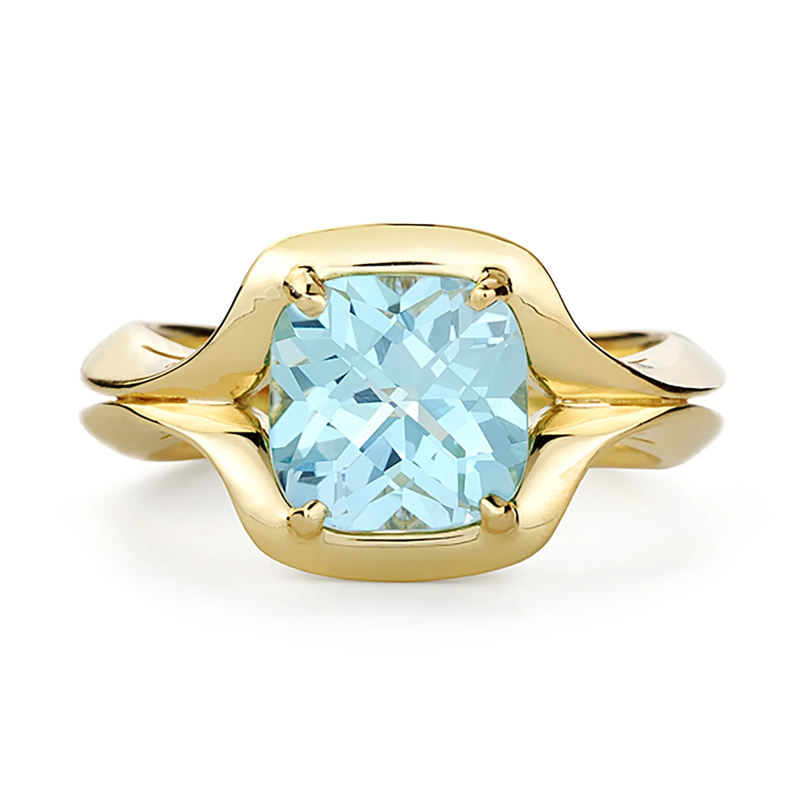 Duet Blue Topaz and Yellow Gold Ring