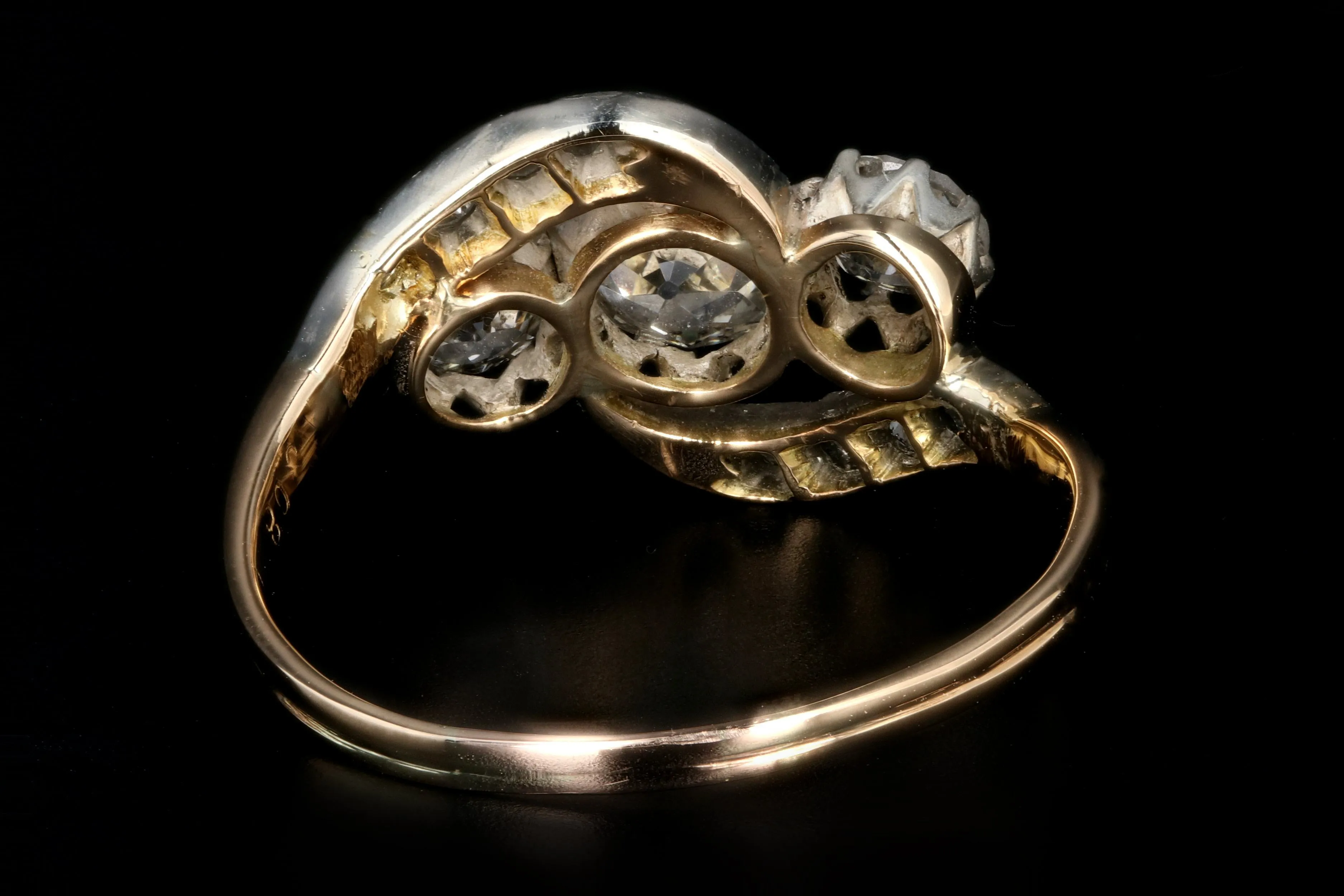 Edwardian 18K White & Yellow Gold  1.86 Carat Old Mine, Old European and Rose Cut Diamond Ring