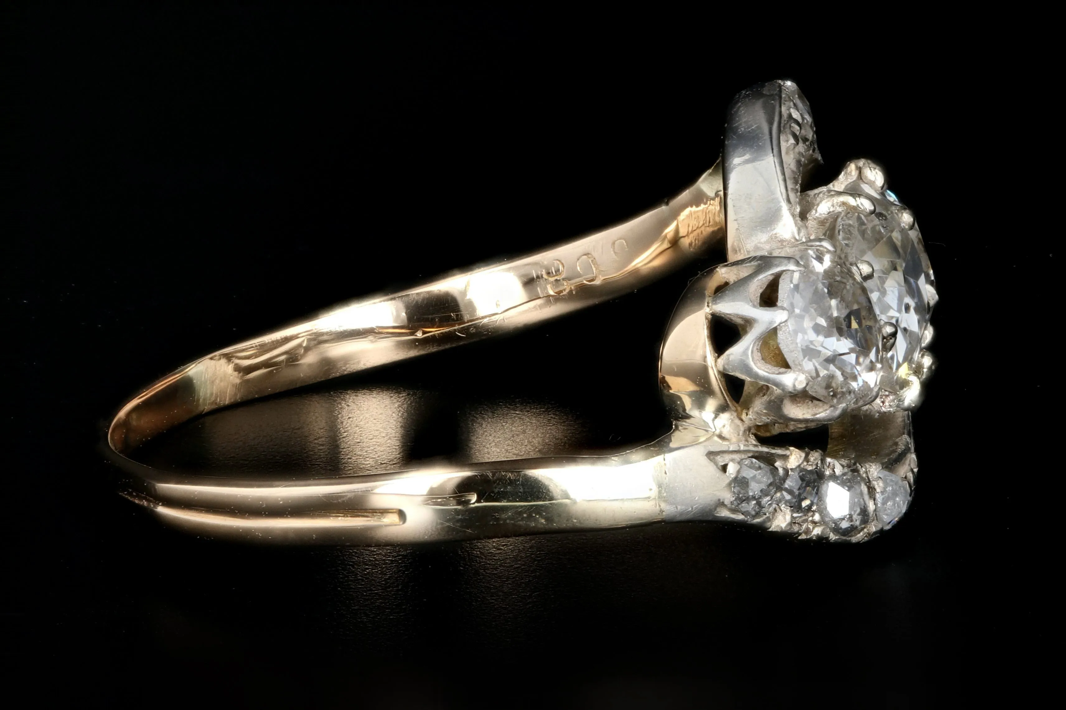 Edwardian 18K White & Yellow Gold  1.86 Carat Old Mine, Old European and Rose Cut Diamond Ring